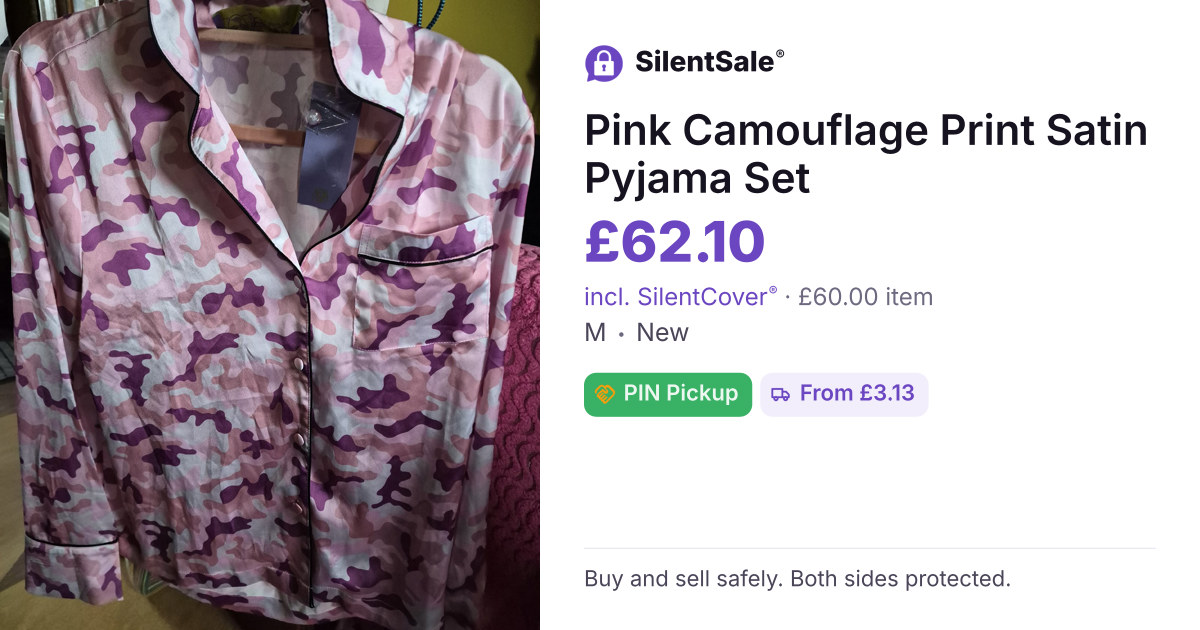 Pink Camouflage Print Satin Pyjama Set