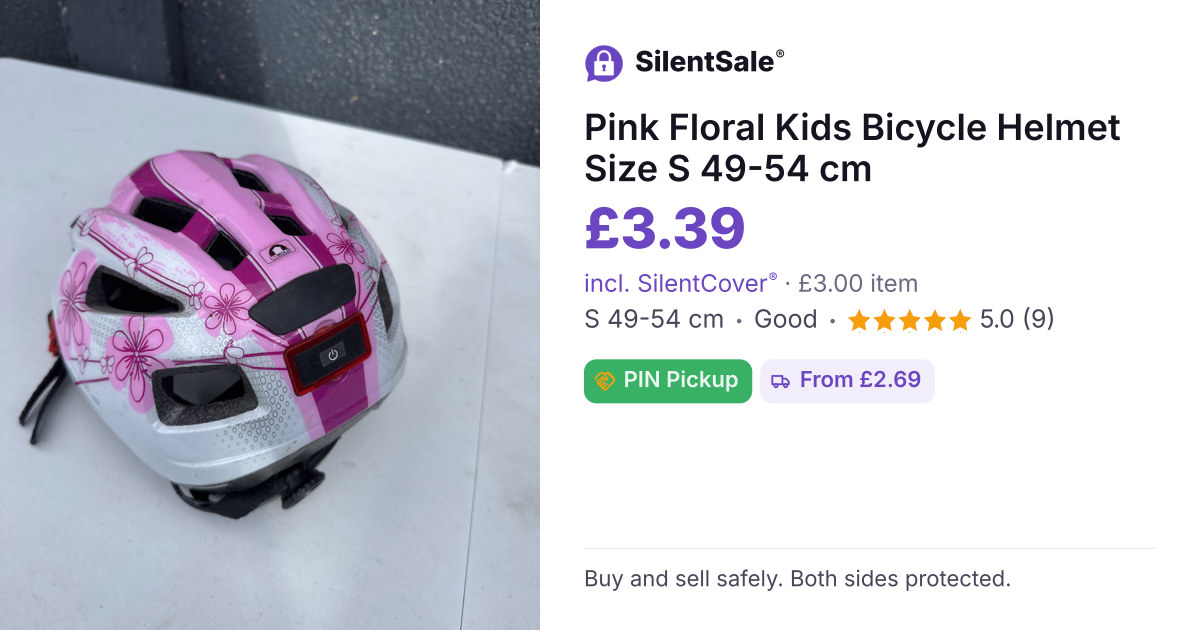 Pink Floral Kids Bicycle Helmet Size S 49-54 cm