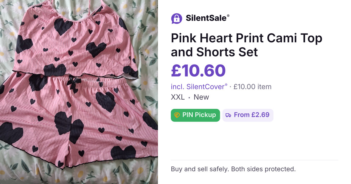 Pink Heart Print Cami Top and Shorts Set