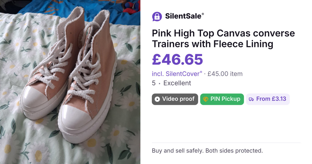 Pink High Top Canvas converse  Trainers with Fleece Lining