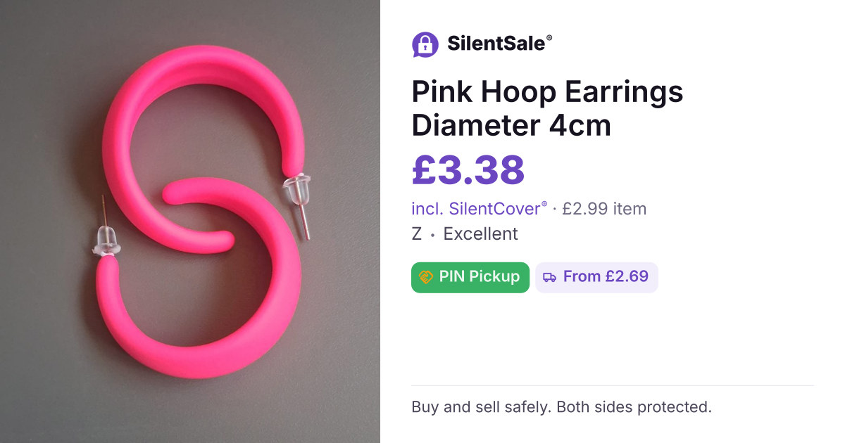 Pink Hoop Earrings Diameter 4cm