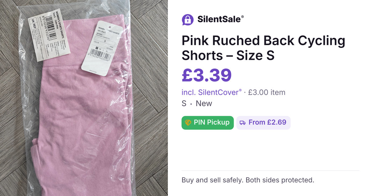 Pink Ruched Back Cycling Shorts – Size S