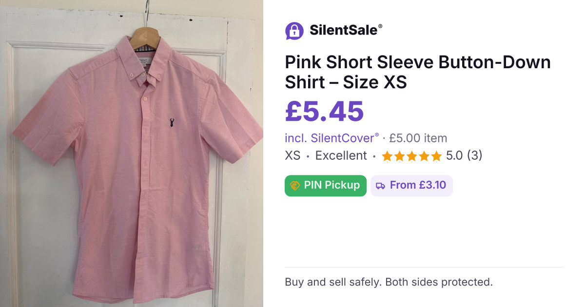 Pink Short Sleeve Button-Down Shirt – Size XS