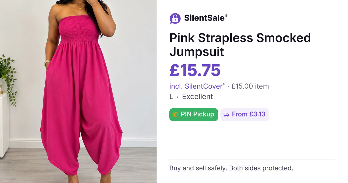 Pink Strapless Smocked Jumpsuit