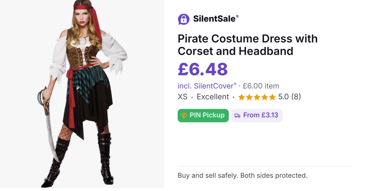 Pirate Costume Dress with Corset and Headband