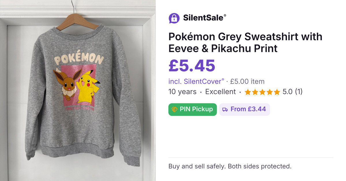 Pokémon Grey Sweatshirt with Eevee & Pikachu Print