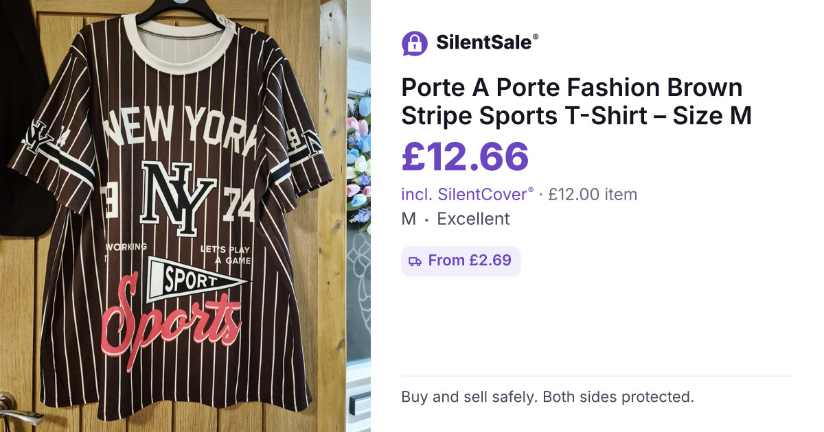 Porte A Porte Fashion Brown Stripe Sports T-Shirt – Size M