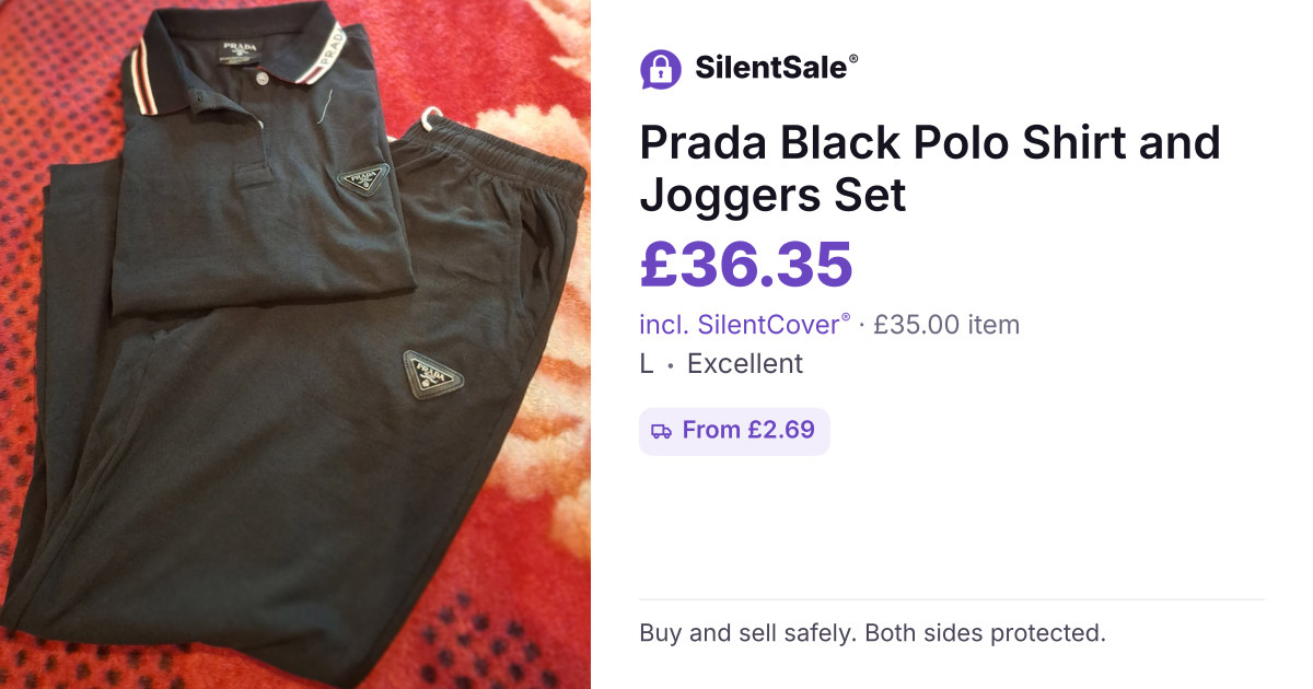 Prada Black Polo Shirt and Joggers Set