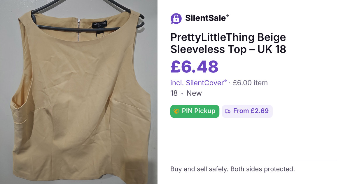 PrettyLittleThing Beige Sleeveless Top – UK 18