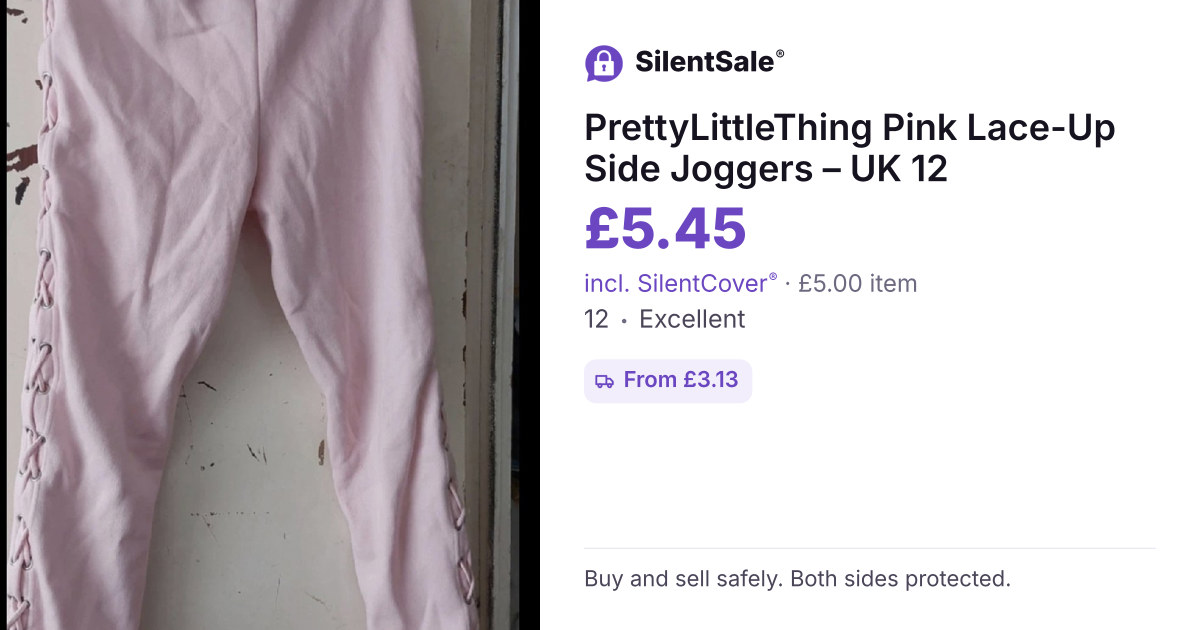 PrettyLittleThing Pink Lace-Up Side Joggers – UK 12