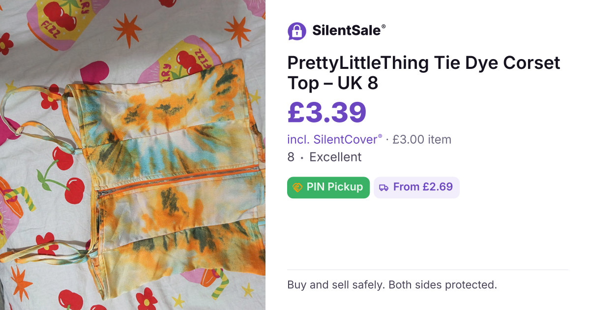 PrettyLittleThing Tie Dye Corset Top – UK 8