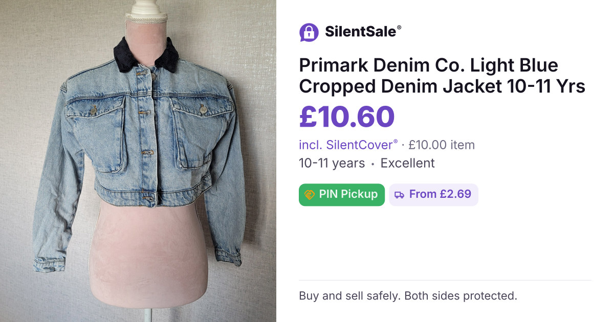 Primark Denim Co. Light Blue Cropped Denim Jacket 10-11 Yrs