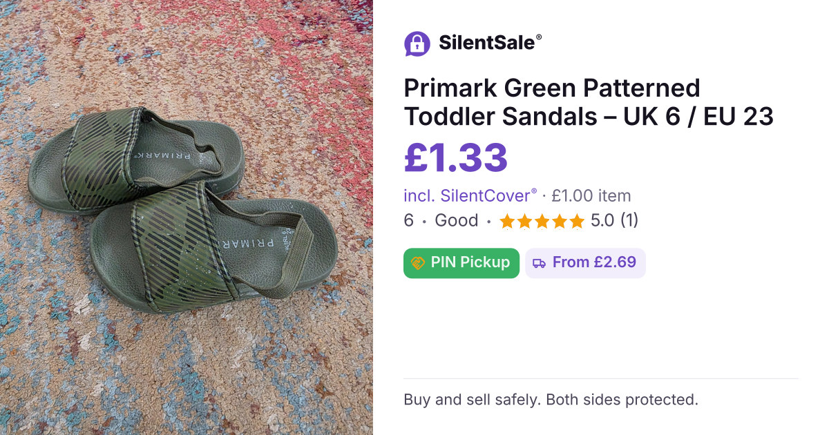 Primark Green Patterned Toddler Sandals – UK 6 / EU 23