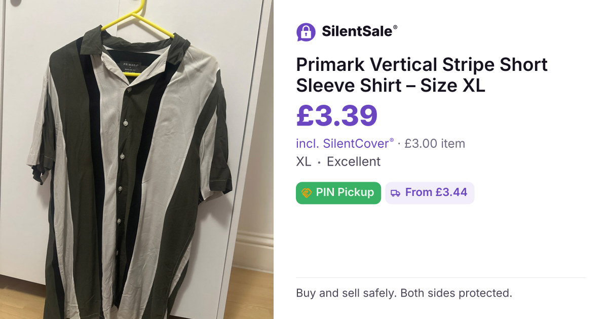 Primark Vertical Stripe Short Sleeve Shirt – Size XL