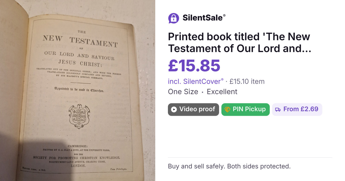 Printed book titled 'The New Testament of Our Lord and Saviour Jesus Christ' published by Cambridge University Press