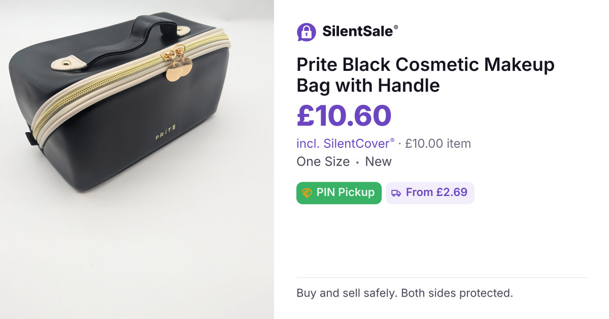 Prite Black Cosmetic Makeup Bag with Handle