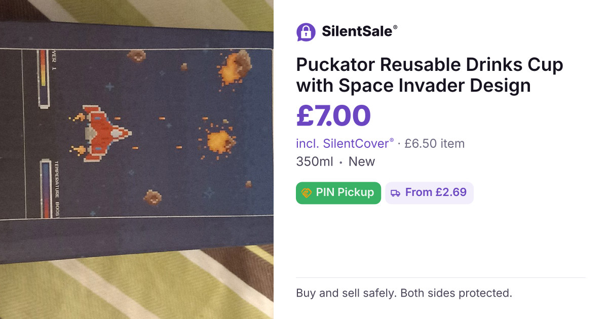 Puckator Reusable Drinks Cup with Space Invader Design