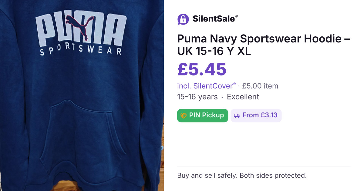 Puma Navy Sportswear Hoodie – UK 15-16 Y XL