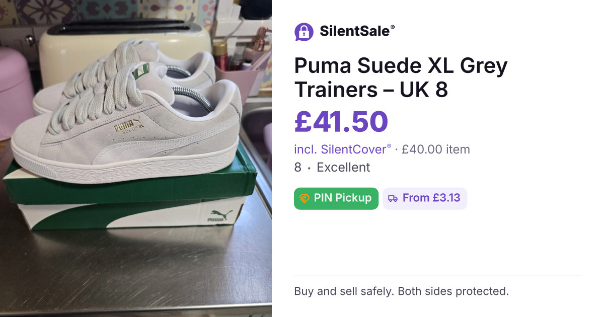 Puma Suede XL Grey Trainers – UK 8