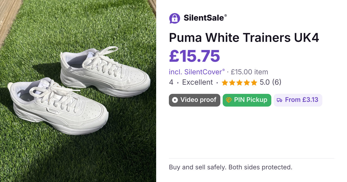 Puma White Trainers UK4