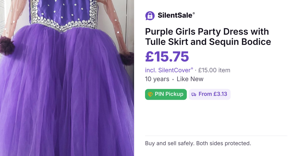 Purple Girls Party Dress with Tulle Skirt and Sequin Bodice