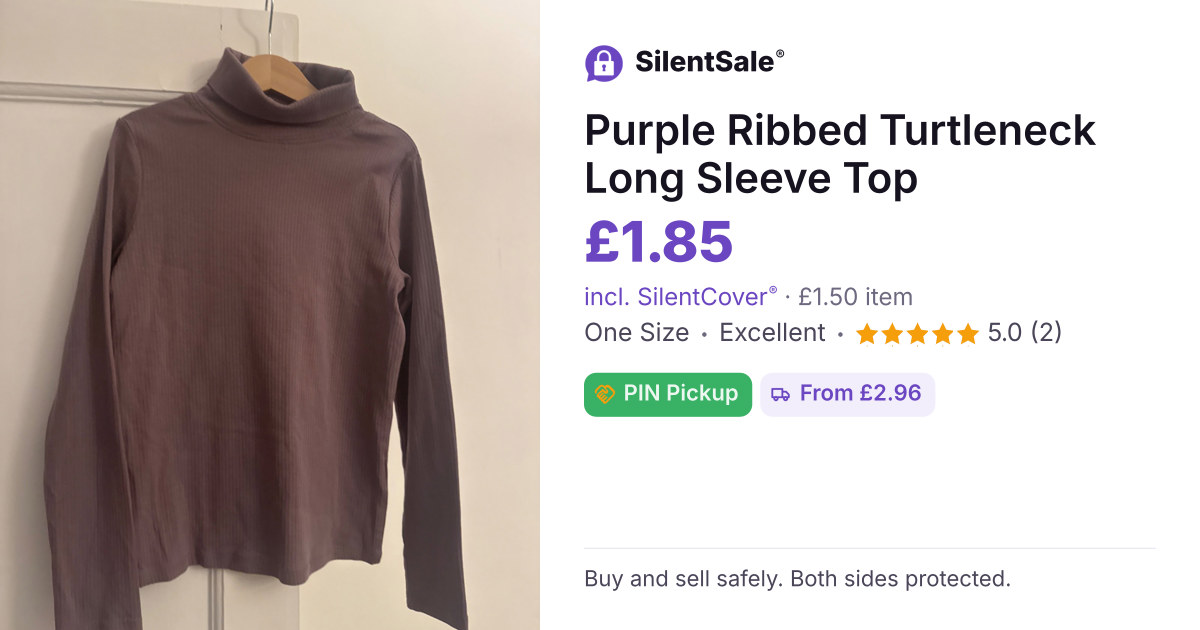 Purple Ribbed Turtleneck Long Sleeve Top