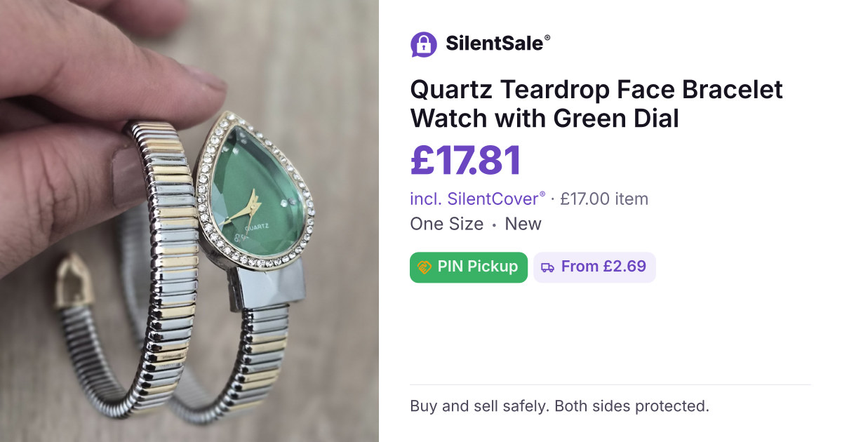 Quartz Teardrop Face Bracelet Watch with Green Dial