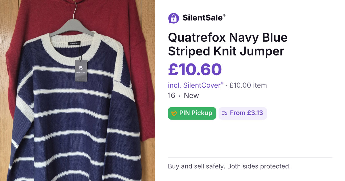 Quatrefox Navy Blue Striped Knit Jumper