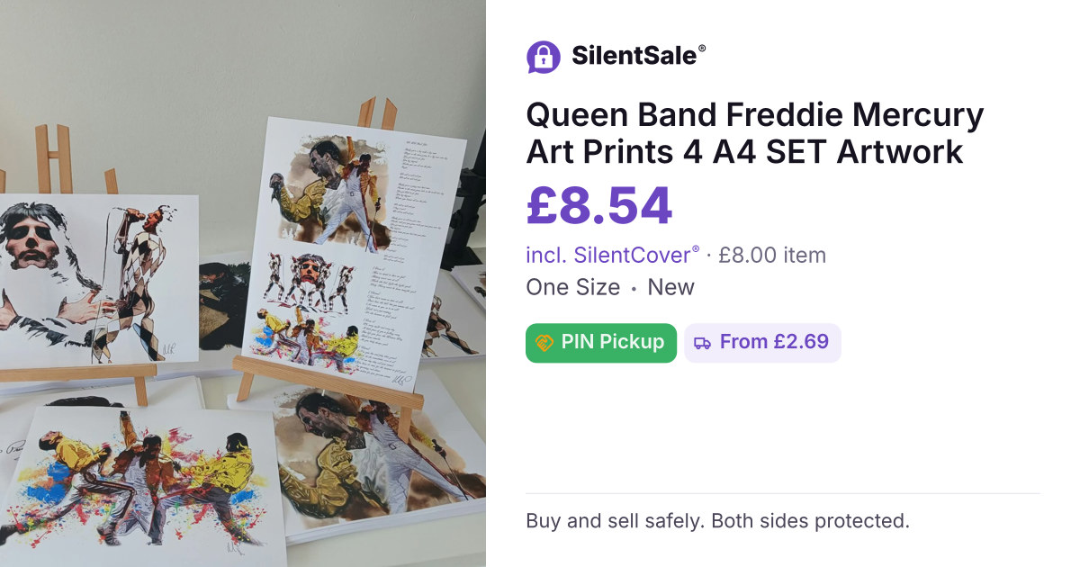 Queen Band Freddie Mercury Art Prints  4 A4 SET Artwork