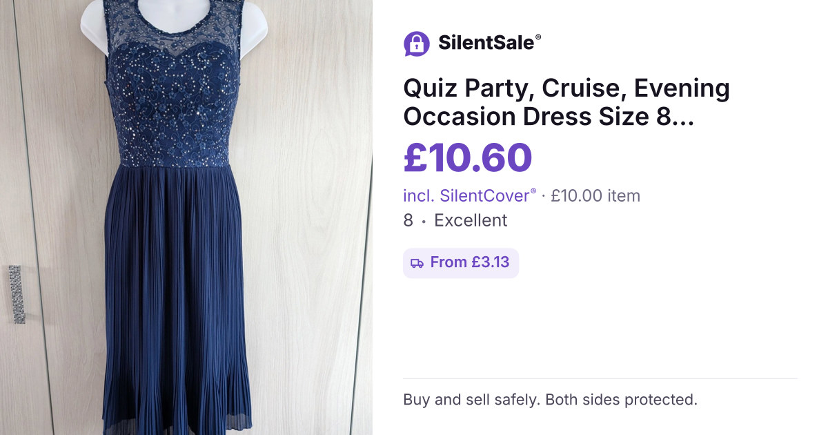 Quiz Party, Cruise, Evening Occasion Dress Size 8 Christmas/Evening