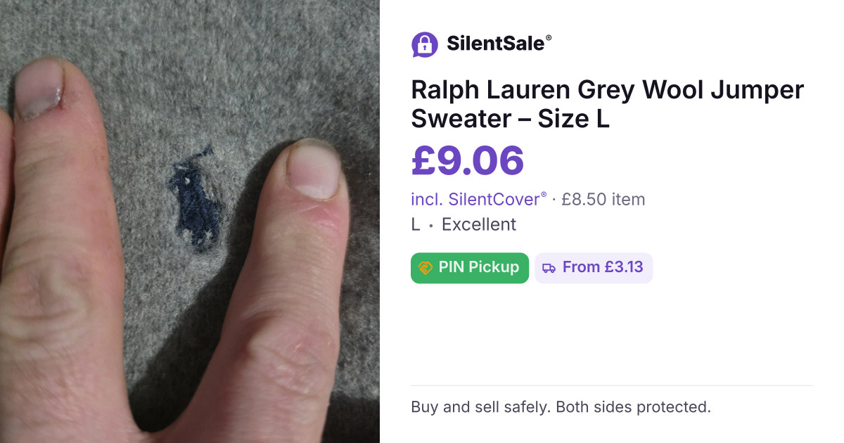 Ralph Lauren Grey Wool Jumper Sweater – Size L