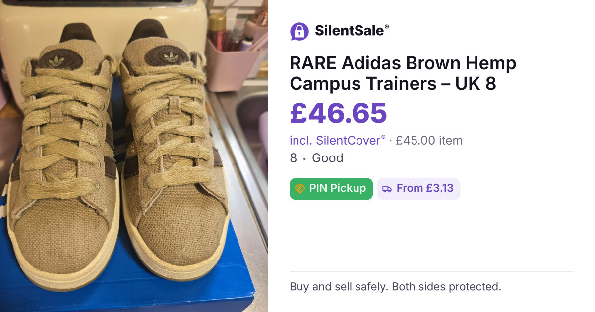 RARE Adidas Brown Hemp Campus Trainers – UK 8