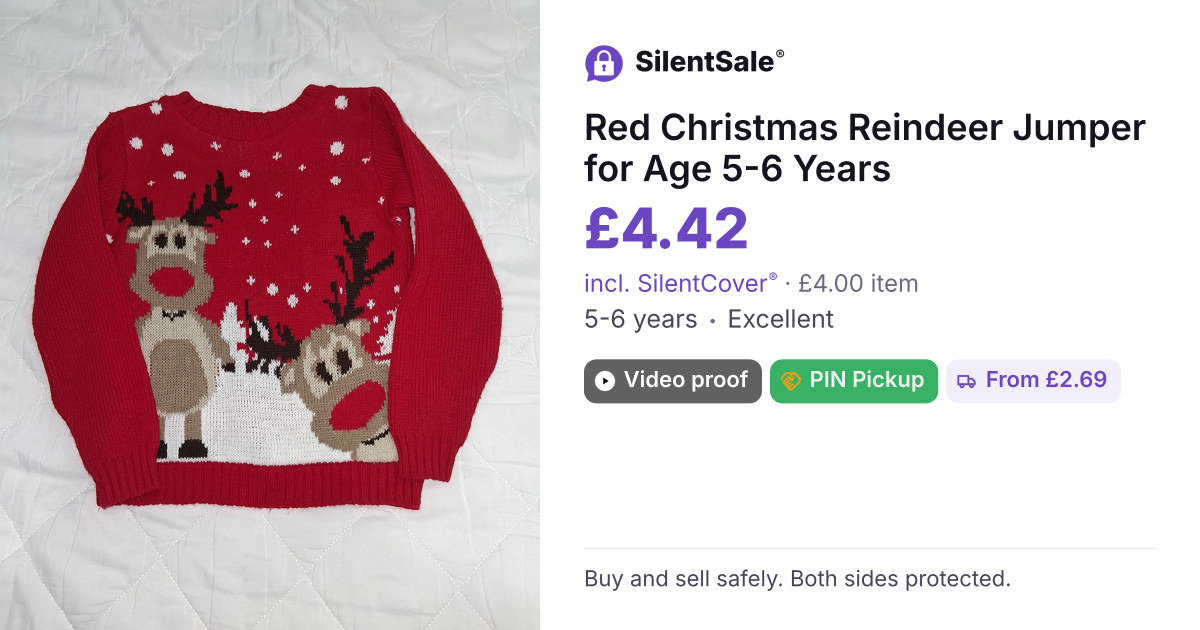 Red Christmas Reindeer Jumper for Age 5-6 Years