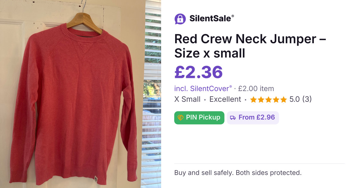 Red Crew Neck Jumper – Size x small 