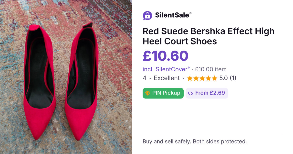 Red Suede Bershka Effect High Heel Court Shoes