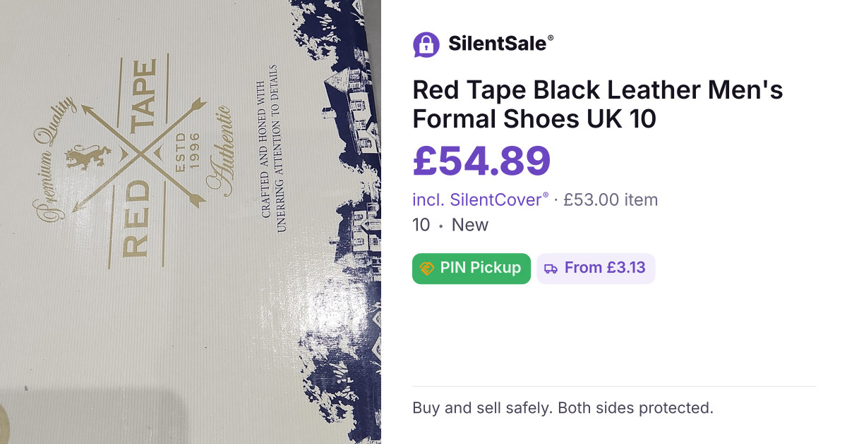 Red Tape Black Leather Men's Formal Shoes UK 10