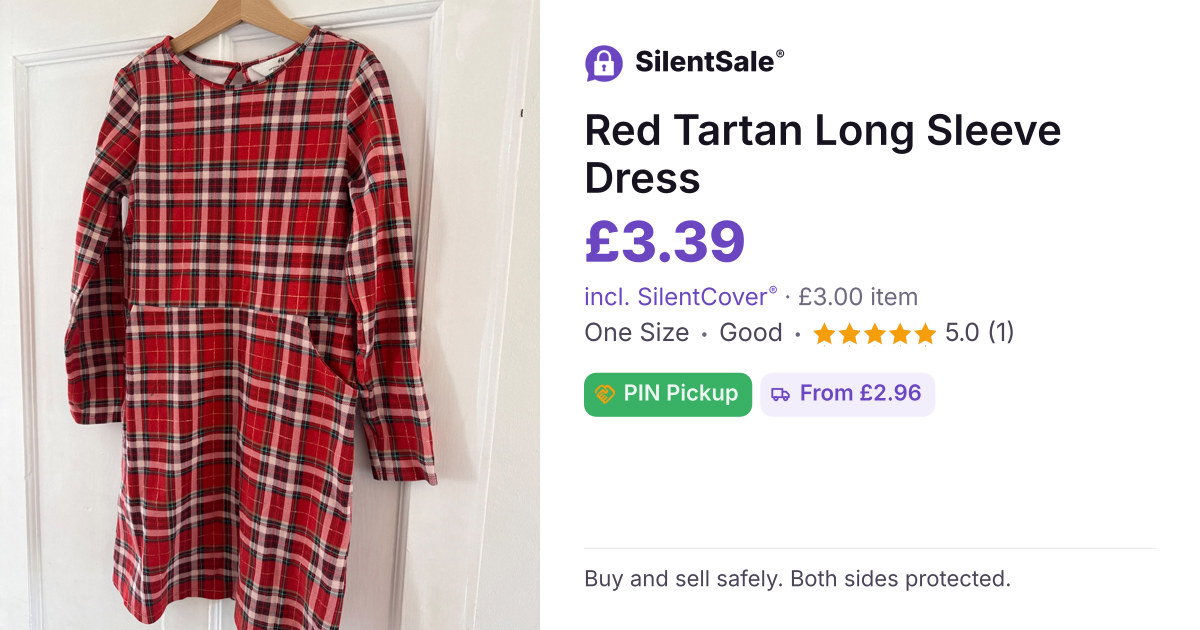 Red Tartan Long Sleeve Dress
