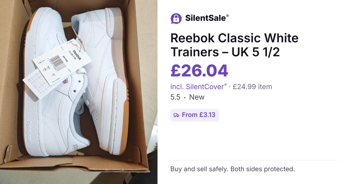 Reebok Classic White Trainers – UK 5 1/2