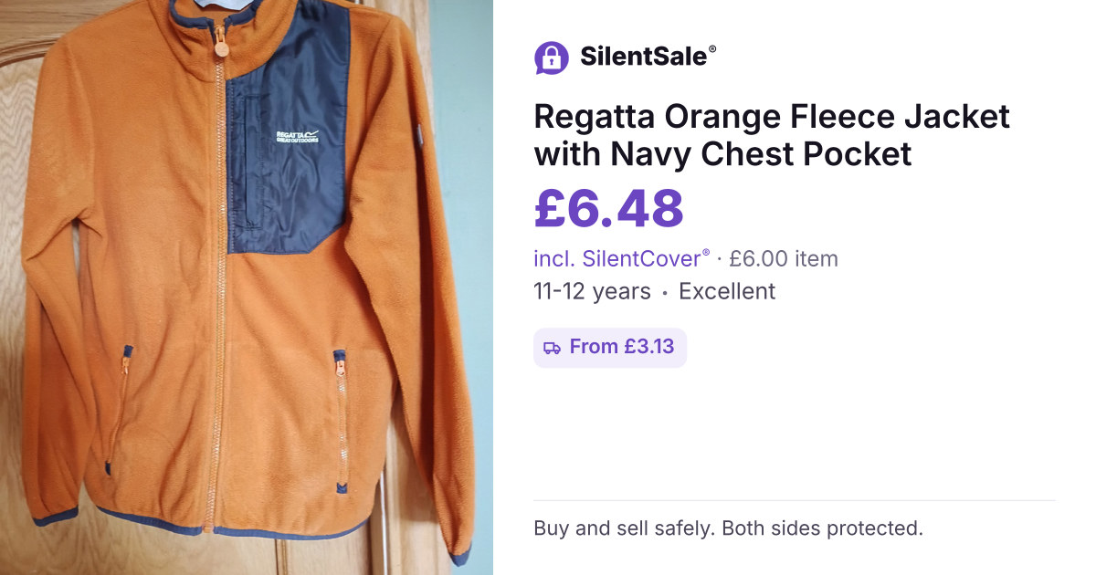 Regatta Orange Fleece Jacket with Navy Chest Pocket