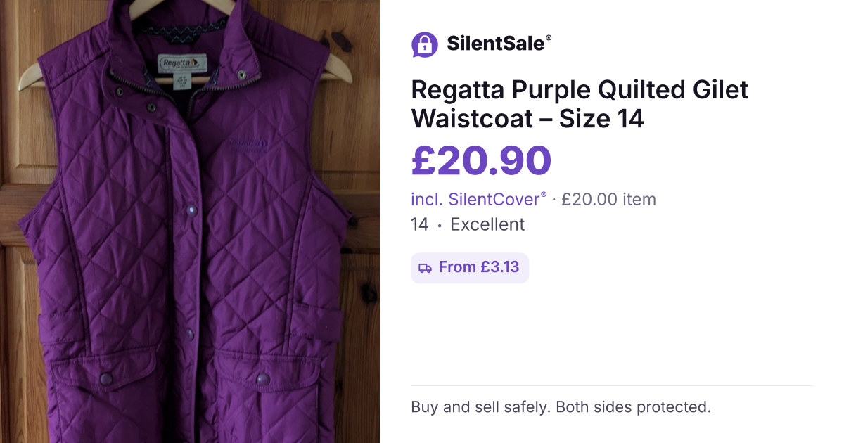 Regatta Purple Quilted Gilet Waistcoat – Size 14