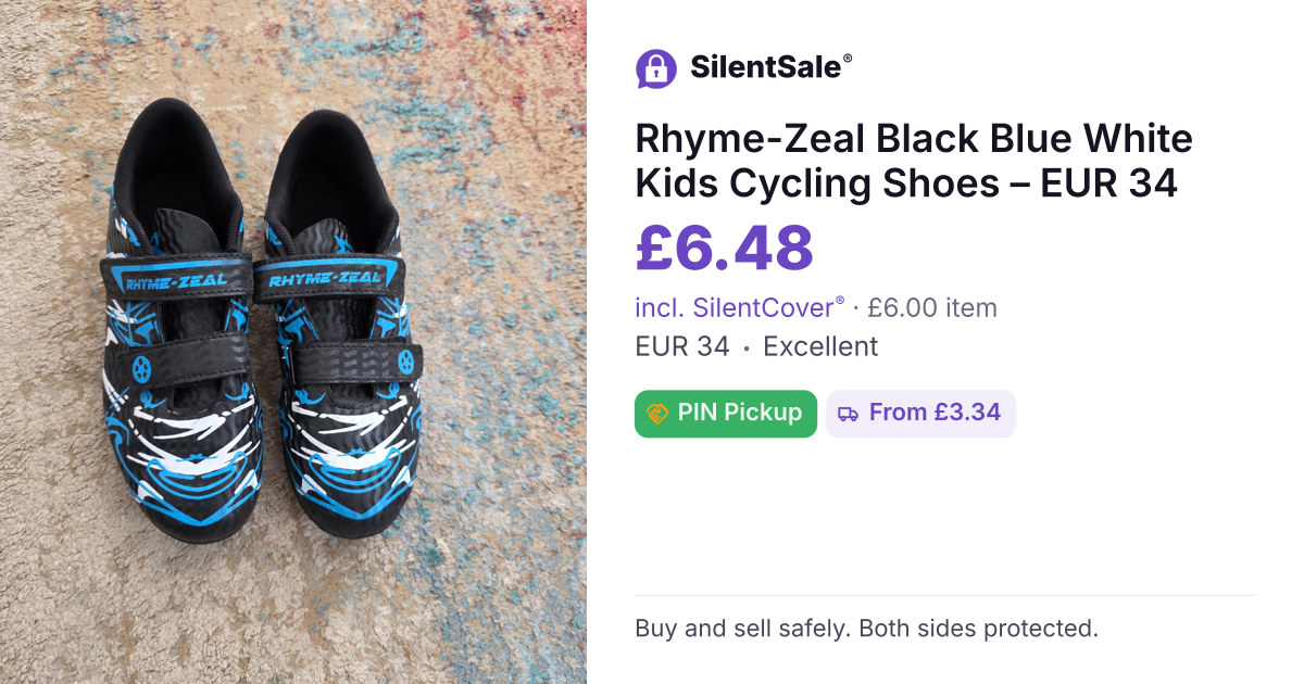 Rhyme-Zeal Black Blue White Kids Cycling Shoes – EUR 34