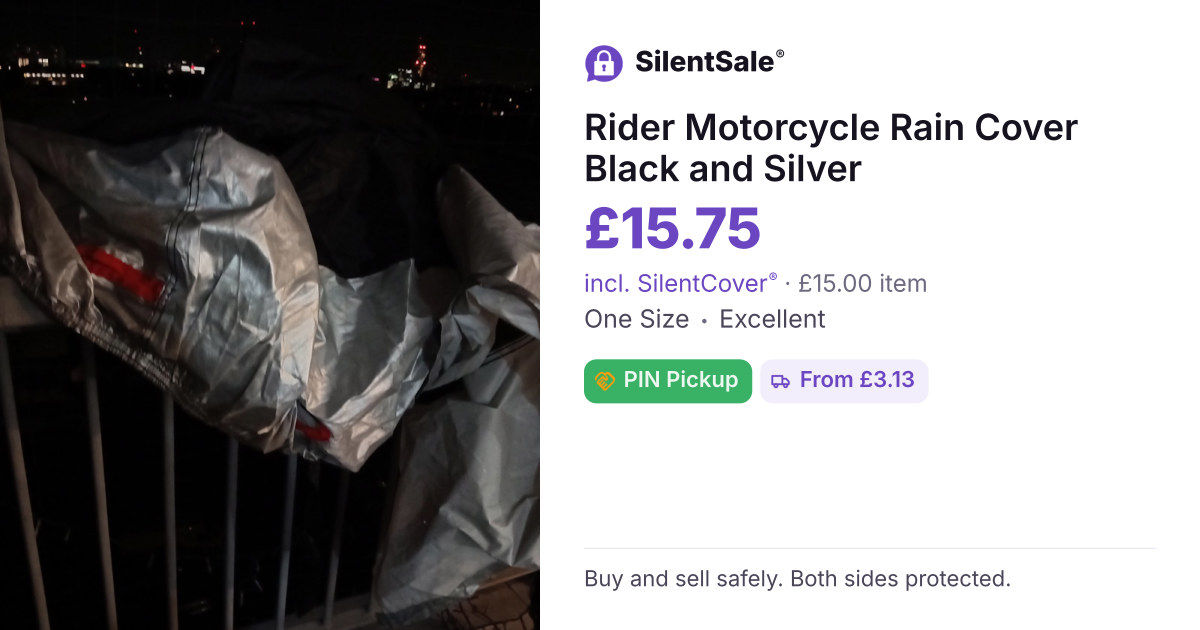 Rider Motorcycle Rain Cover Black and Silver