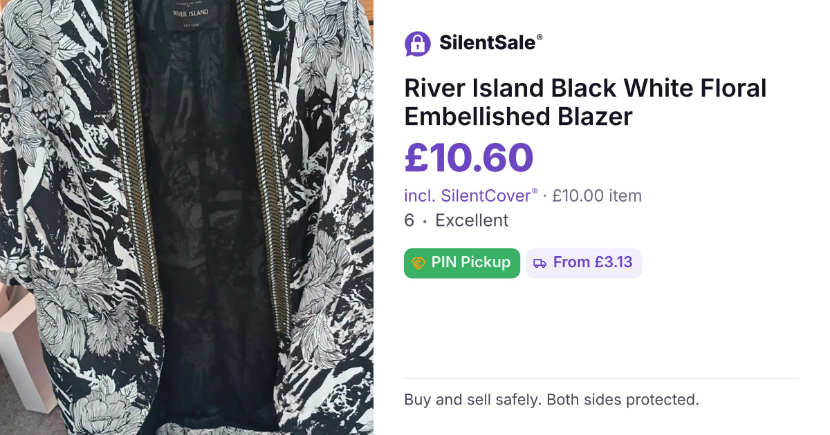 River Island Black White Floral Embellished Blazer