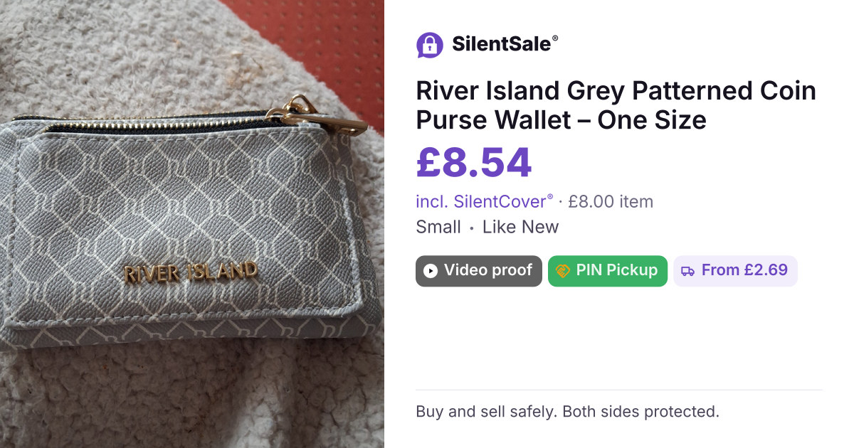 River Island Grey Patterned Coin Purse Wallet – One Size
