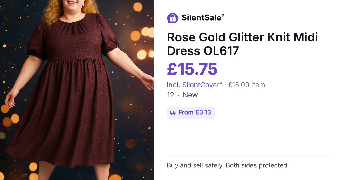 Rose Gold Glitter Knit Midi Dress OL617