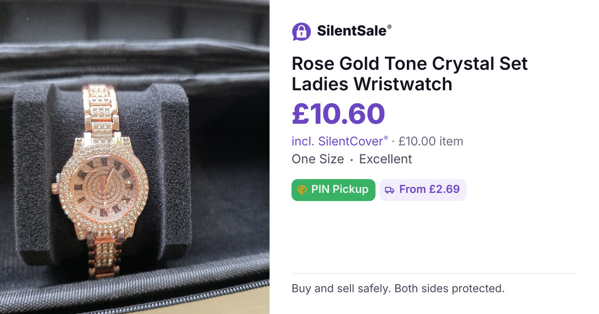 Rose Gold Tone Crystal Set Ladies Wristwatch
