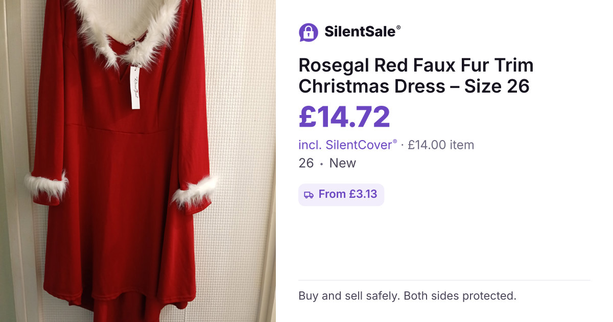 Rosegal Red Faux Fur Trim Christmas Dress – Size 26