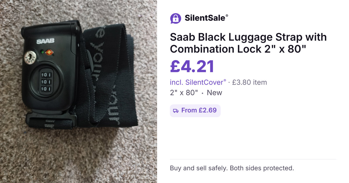 Saab Black Luggage Strap with Combination Lock 2" x 80"