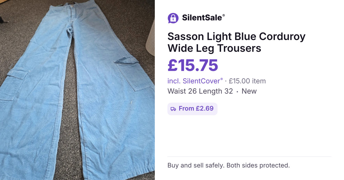 Sasson Light Blue Corduroy Wide Leg Trousers