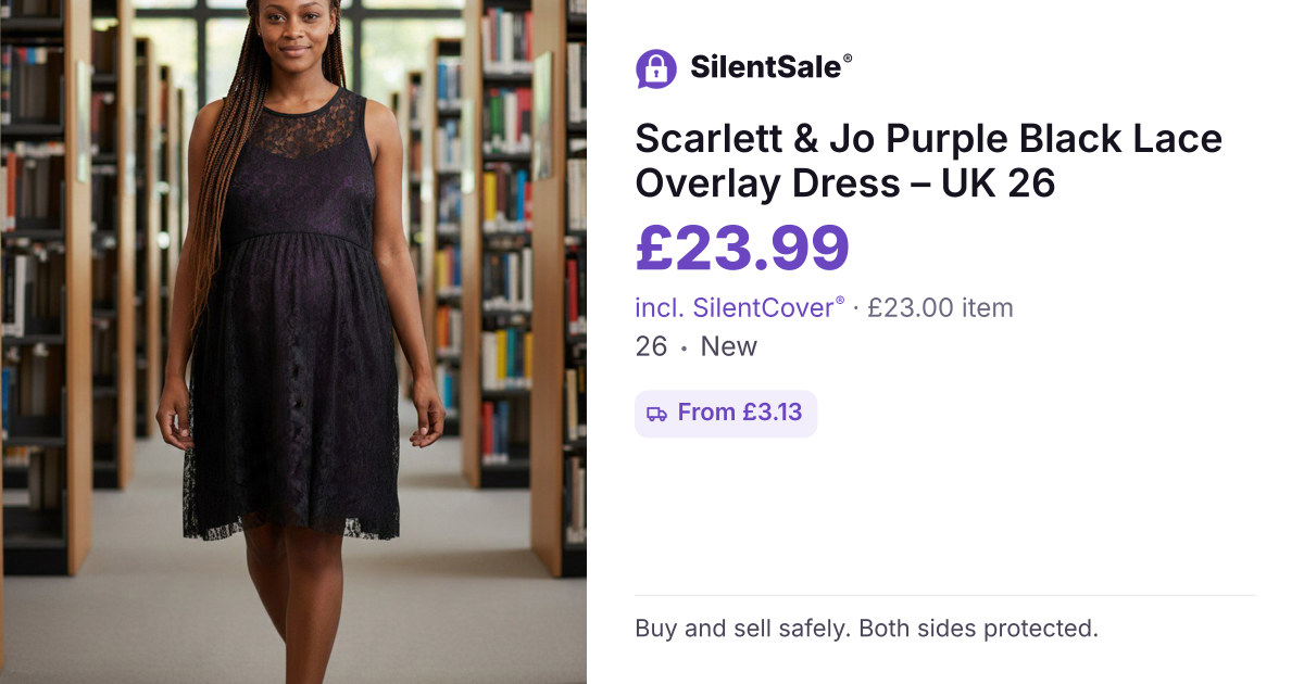 Scarlett & Jo Purple  Black Lace Overlay Dress – UK 26